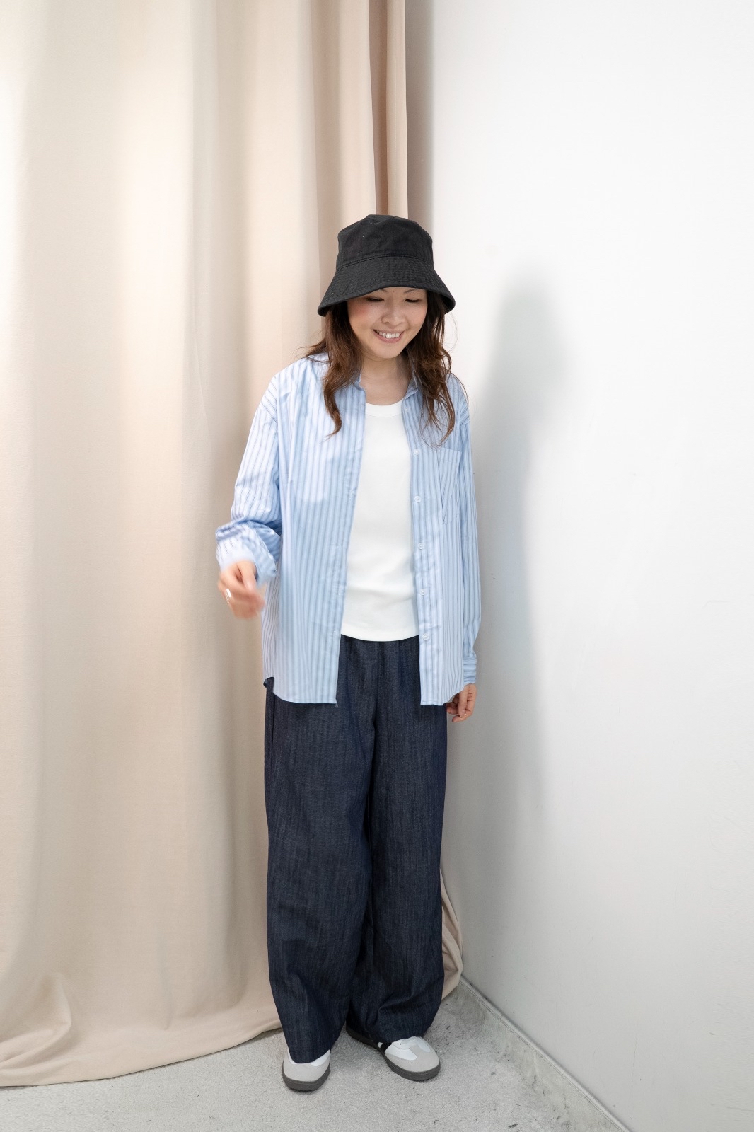 直間紋Smart causal 襯衫（藍啡間）