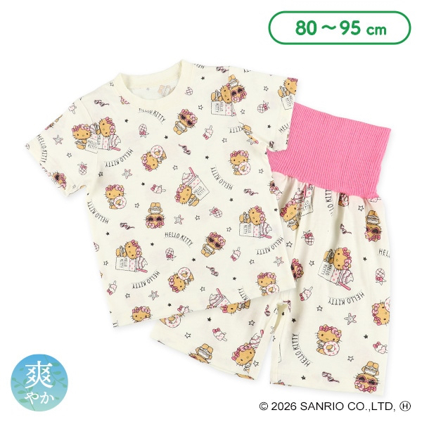 🇯🇵預訂 日本直送🇯🇵清爽材質烤焦Hello Kitty滿印包腹短袖家居服上下套裝