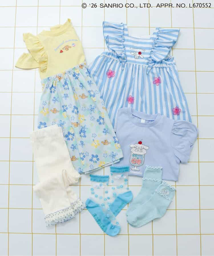 🇯🇵預訂 日本直送🇯🇵Apres les cours x Sanrio系列三色烘烤人物印花花卉滿拼接荷葉邊連身裙