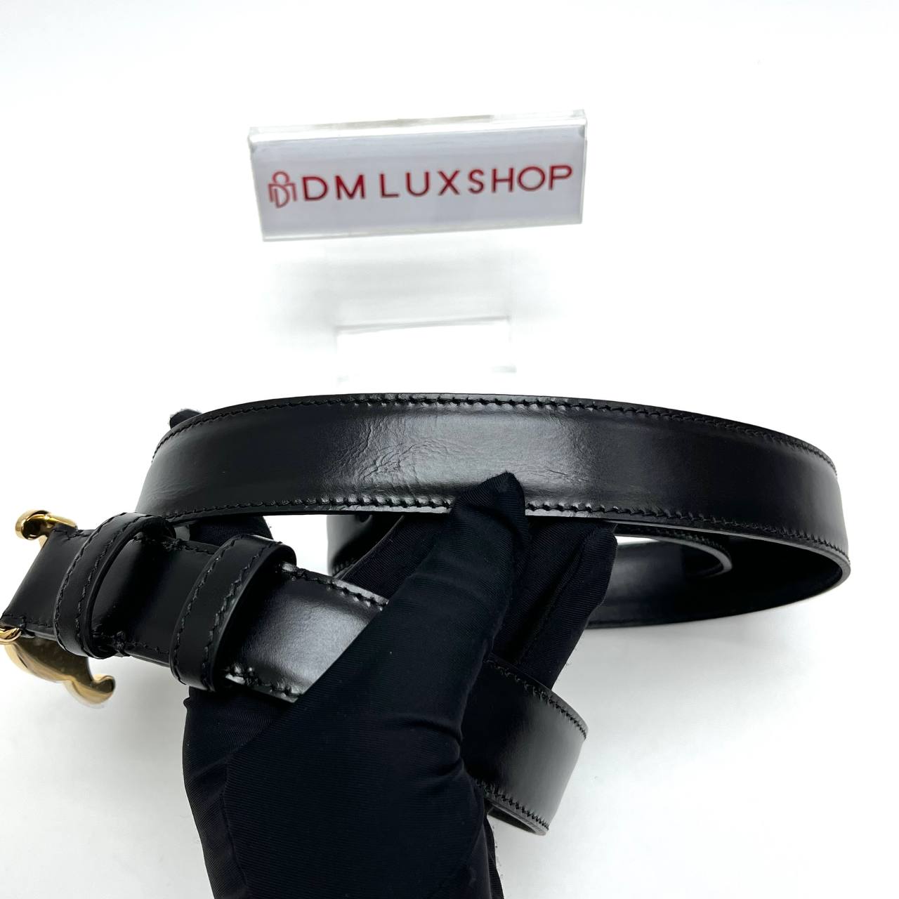 Celine Triomphe Belt 30mm Black GHW