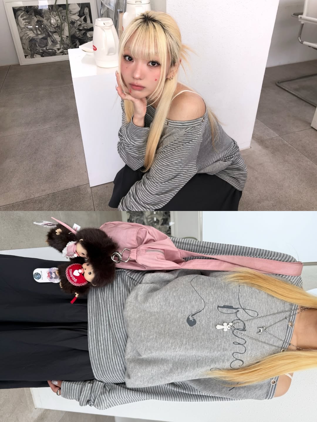 🇰🇷訂購｜FANCY CLUB 26SS｜Drawing Stripe Off-Shoulder 2色 