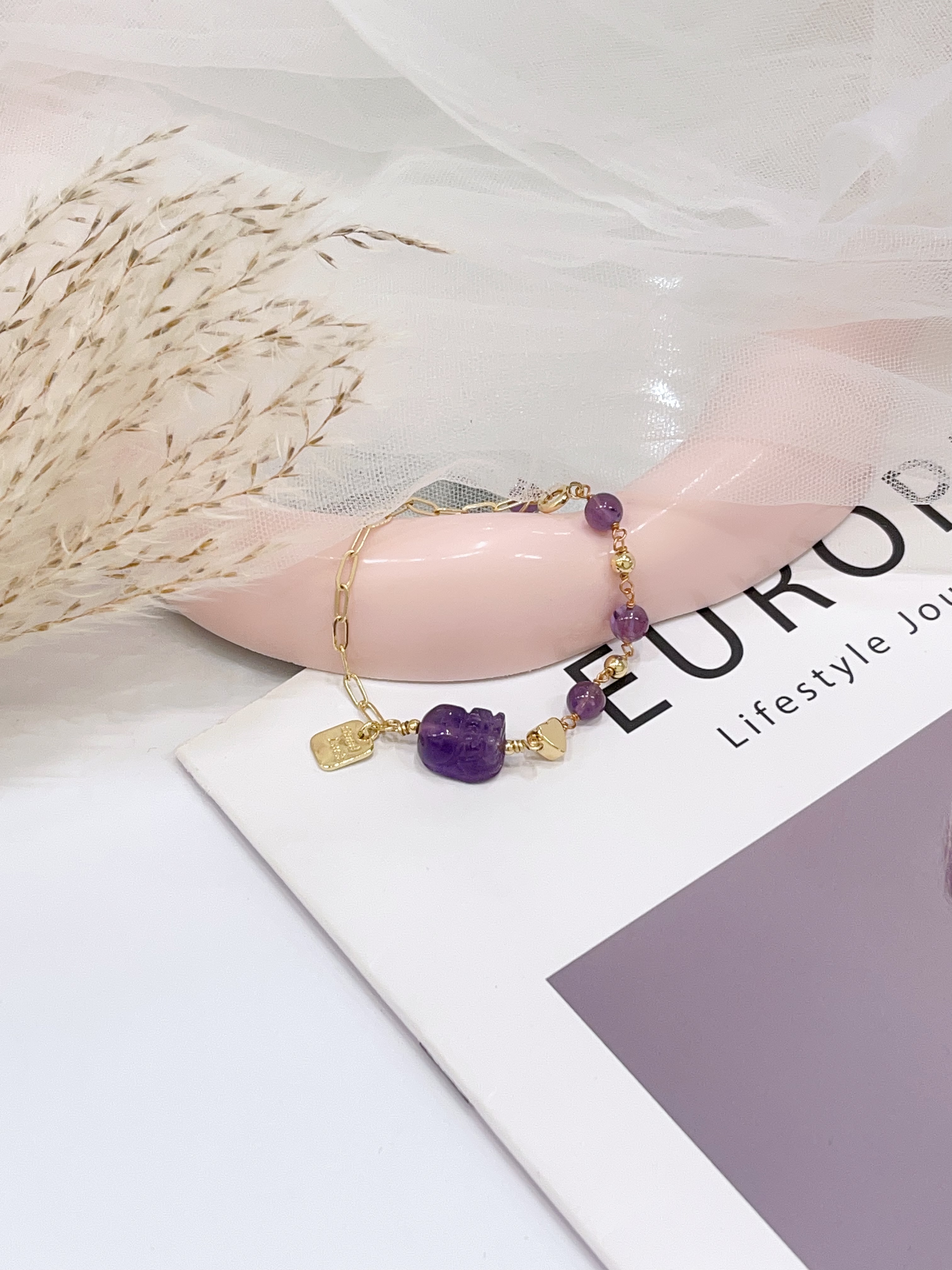 💜 紫水晶 × 紫水晶貔貅手串 Amethyst & Amethyst Pixiu | 6mm 