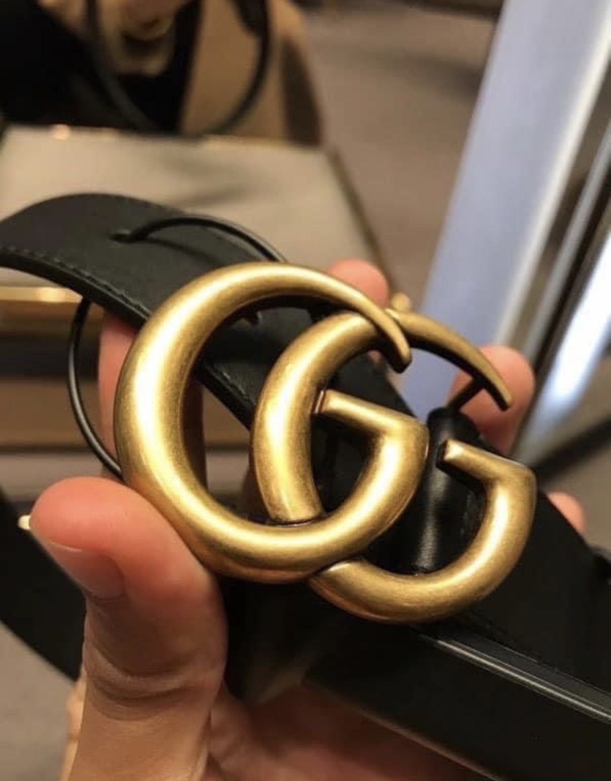 Gucci 經典黑金皮帶 75cm