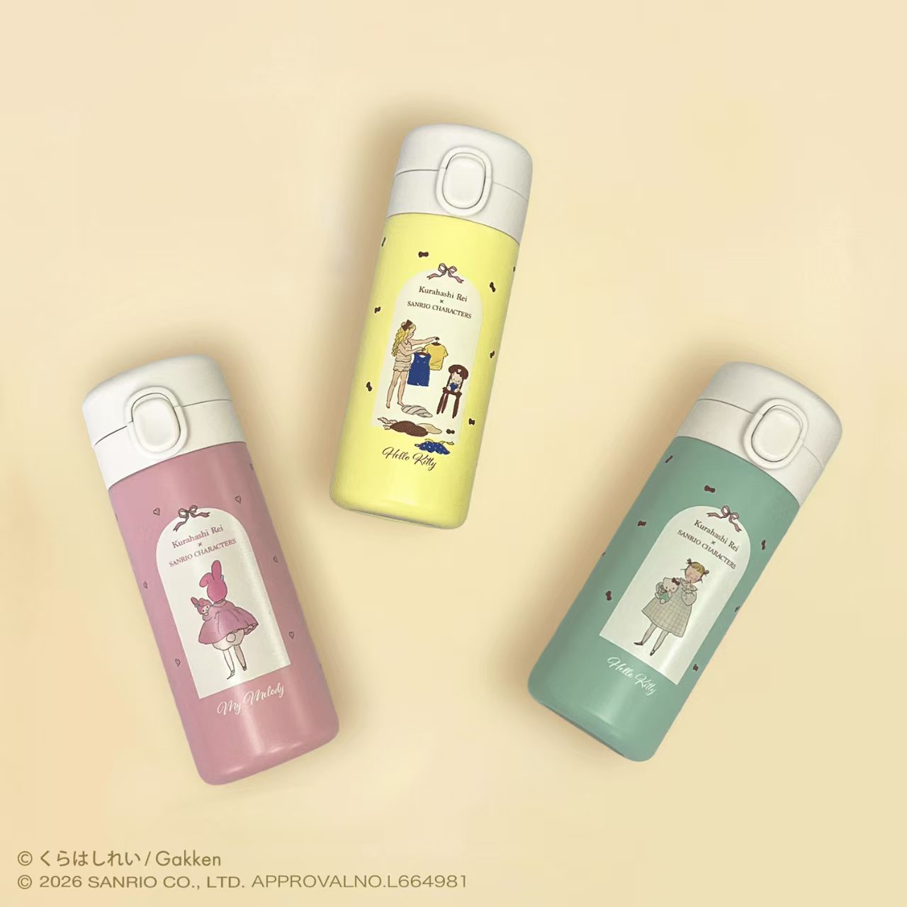 日本直送！倉橋伶衣 x Sanrio 聯乘版一鍵式不鏽鋼水樽 350ml 