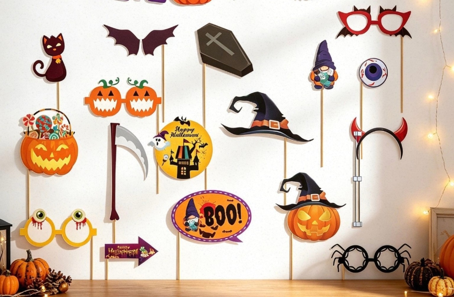 19件萬聖節拍照道具套裝｜Halloween Photo Booth Props 派對打卡佈置 PTY2002