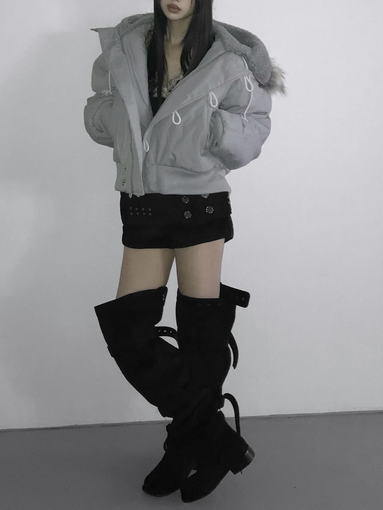 Suede Buckle Long High Boots