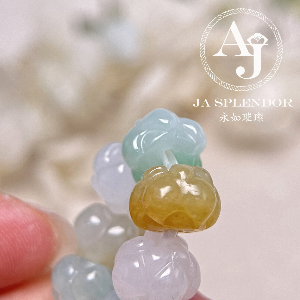 JB-254 - 冰種三彩福祿壽招貴人年年有餘蓮花手串