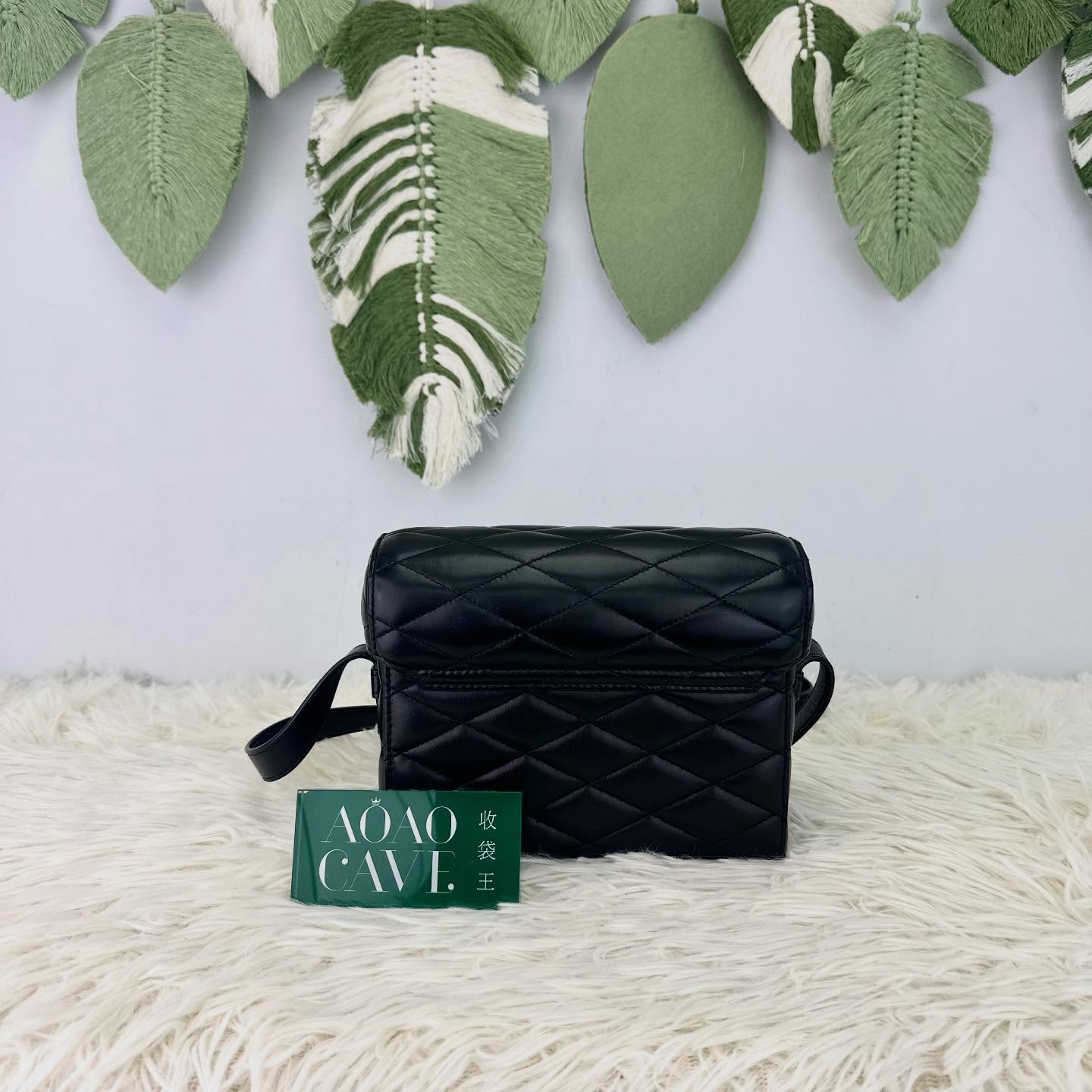 YSL 🤍PRE OWNED JUNE BOX 黑銀羊皮盒子包 單肩斜肩包🖤 