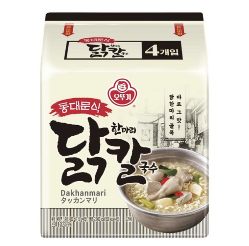 韓國Ottogi 不倒翁 X 東大門一隻雞 刀削麵 4入 / 袋｜Dakhanmari