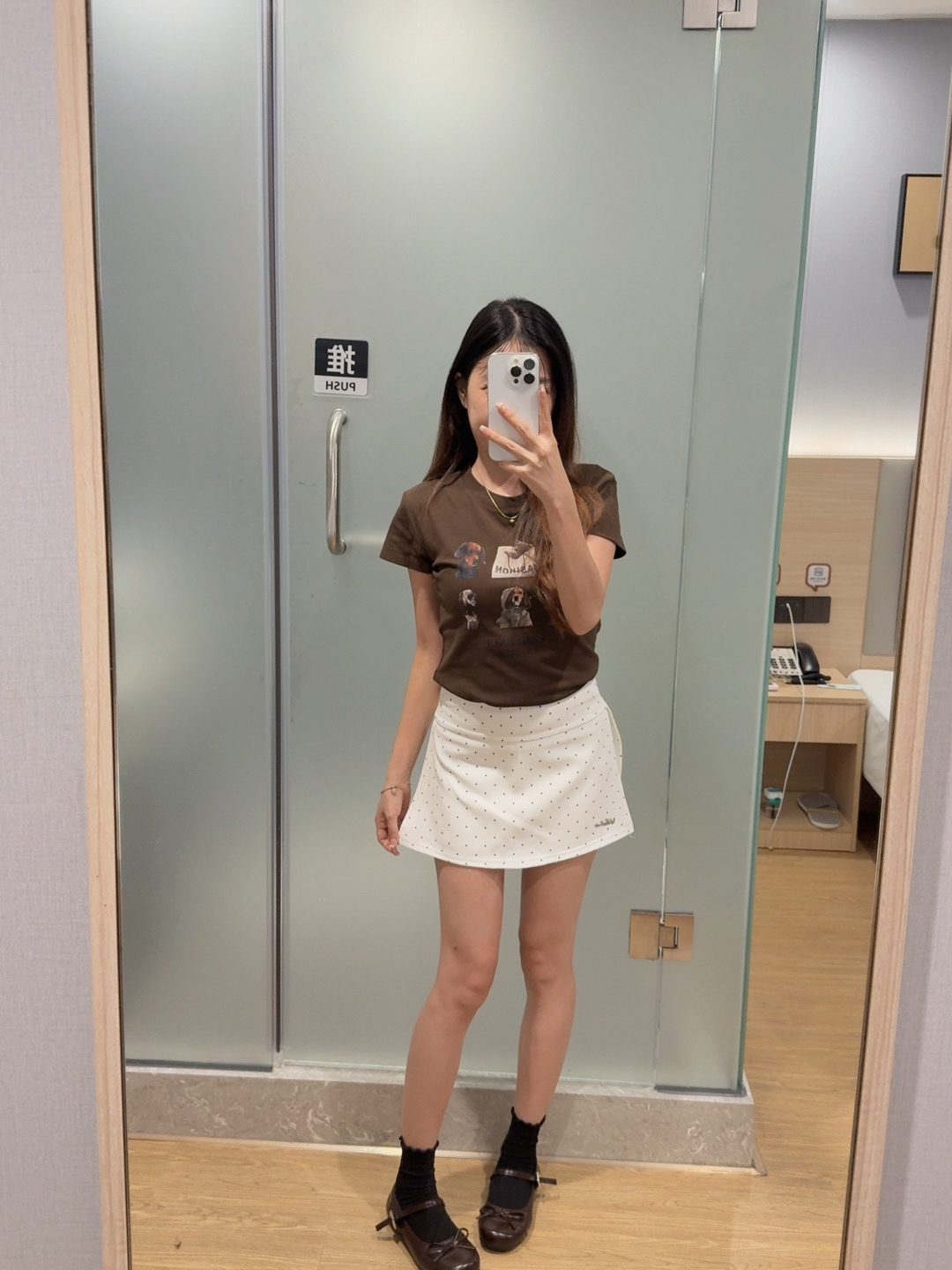 美式复古狗狗圆领短上衣R3092