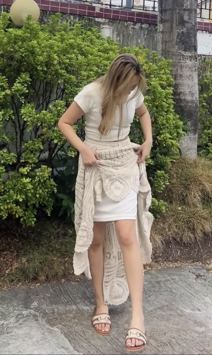 通花全橡根半截裙