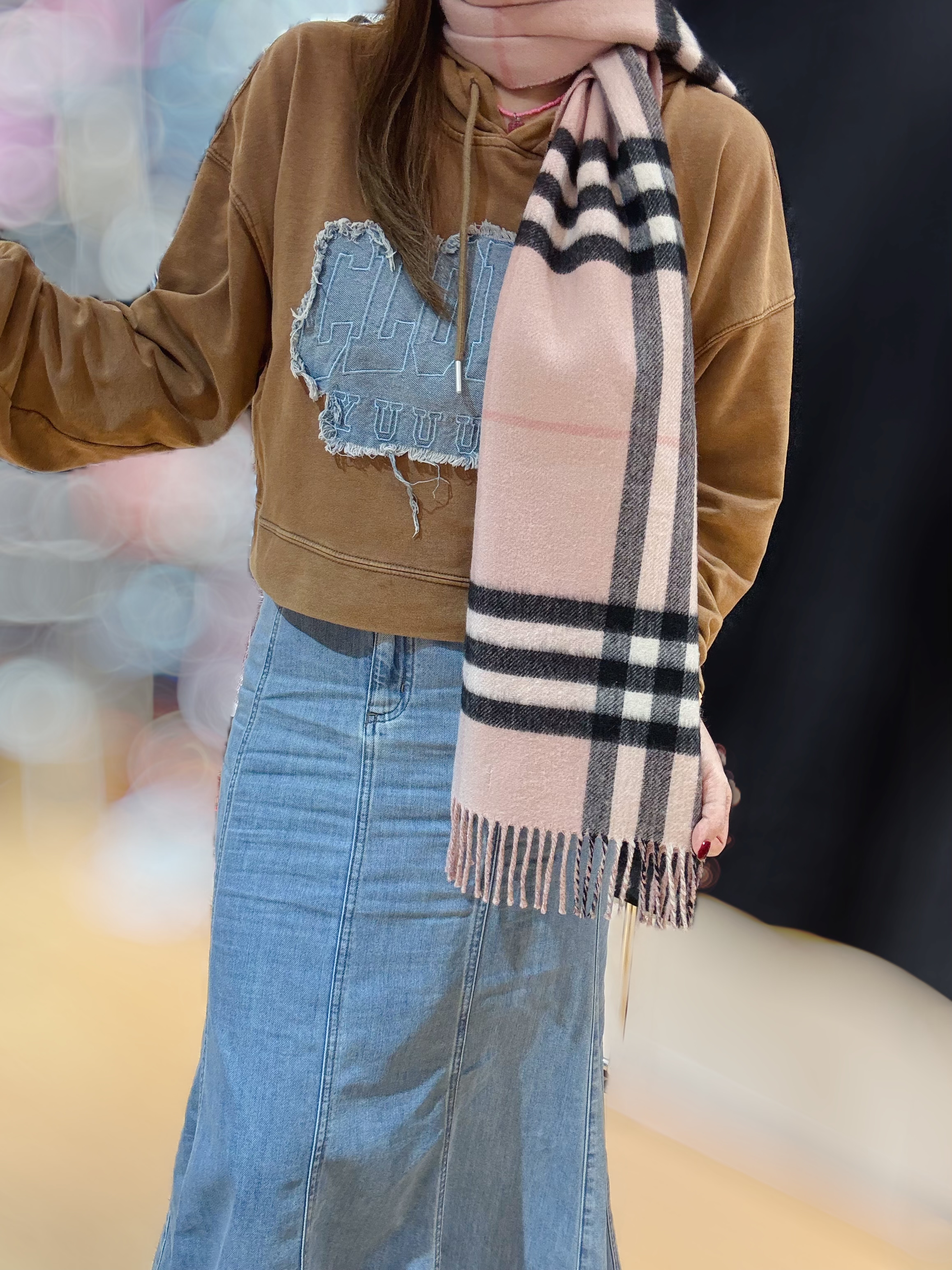Burberry scarf short/check/pink