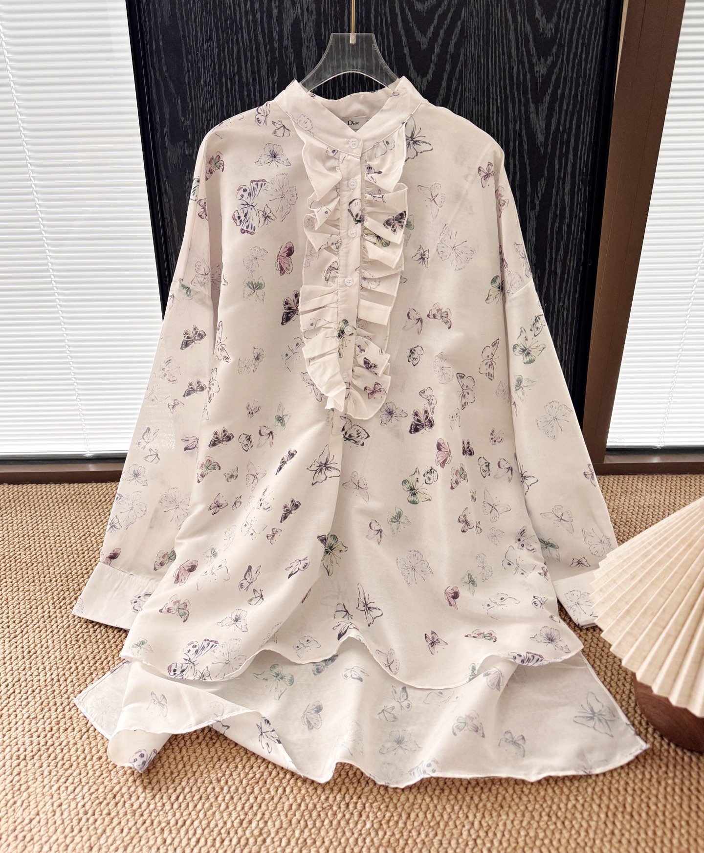 Dior 蝴蝶印花天絲長袖襯衫防曬衫