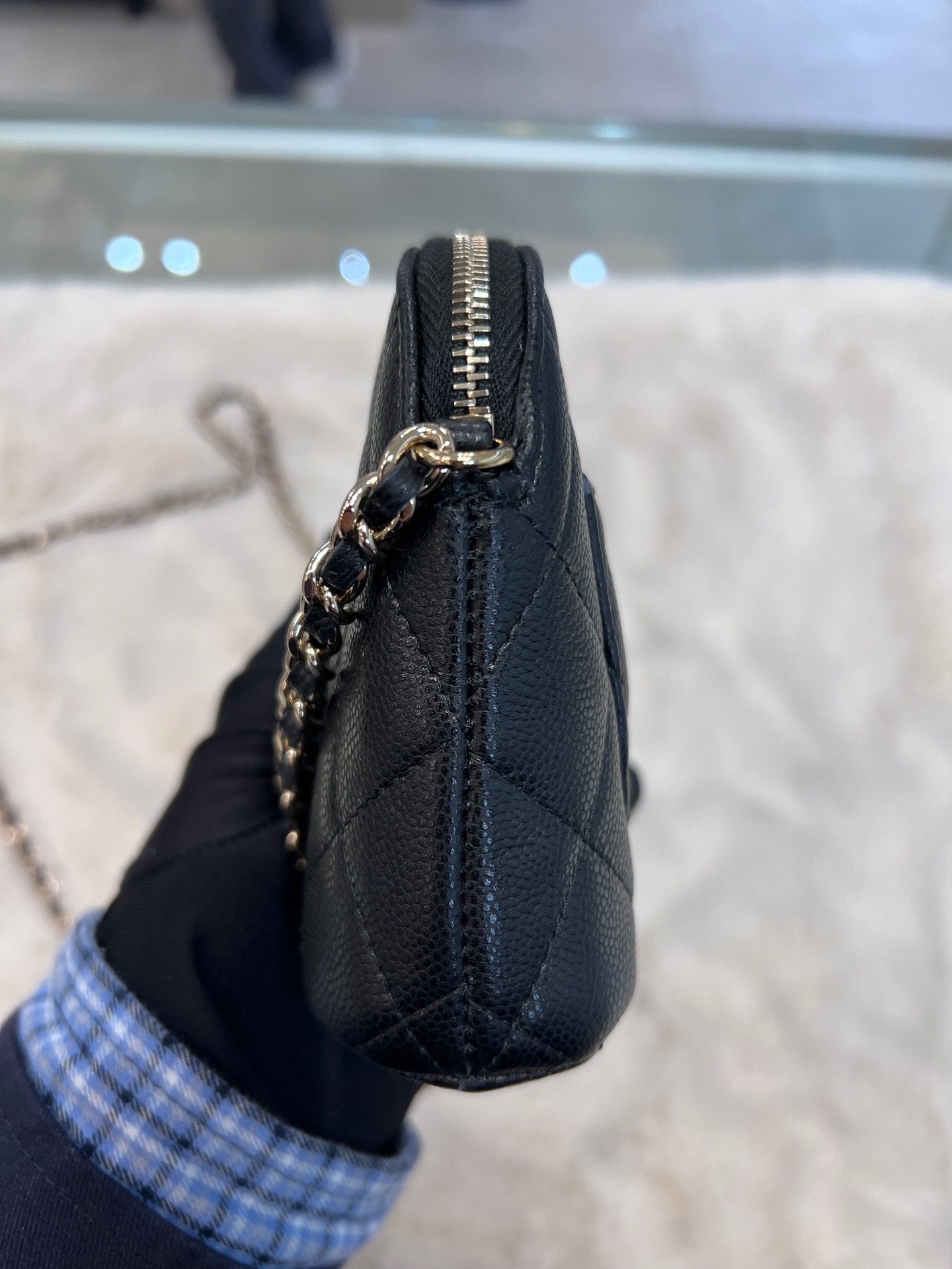 【預訂貨品】Full set👜芯片款 Chanel黑金荔枝牛皮mini貝殼包 