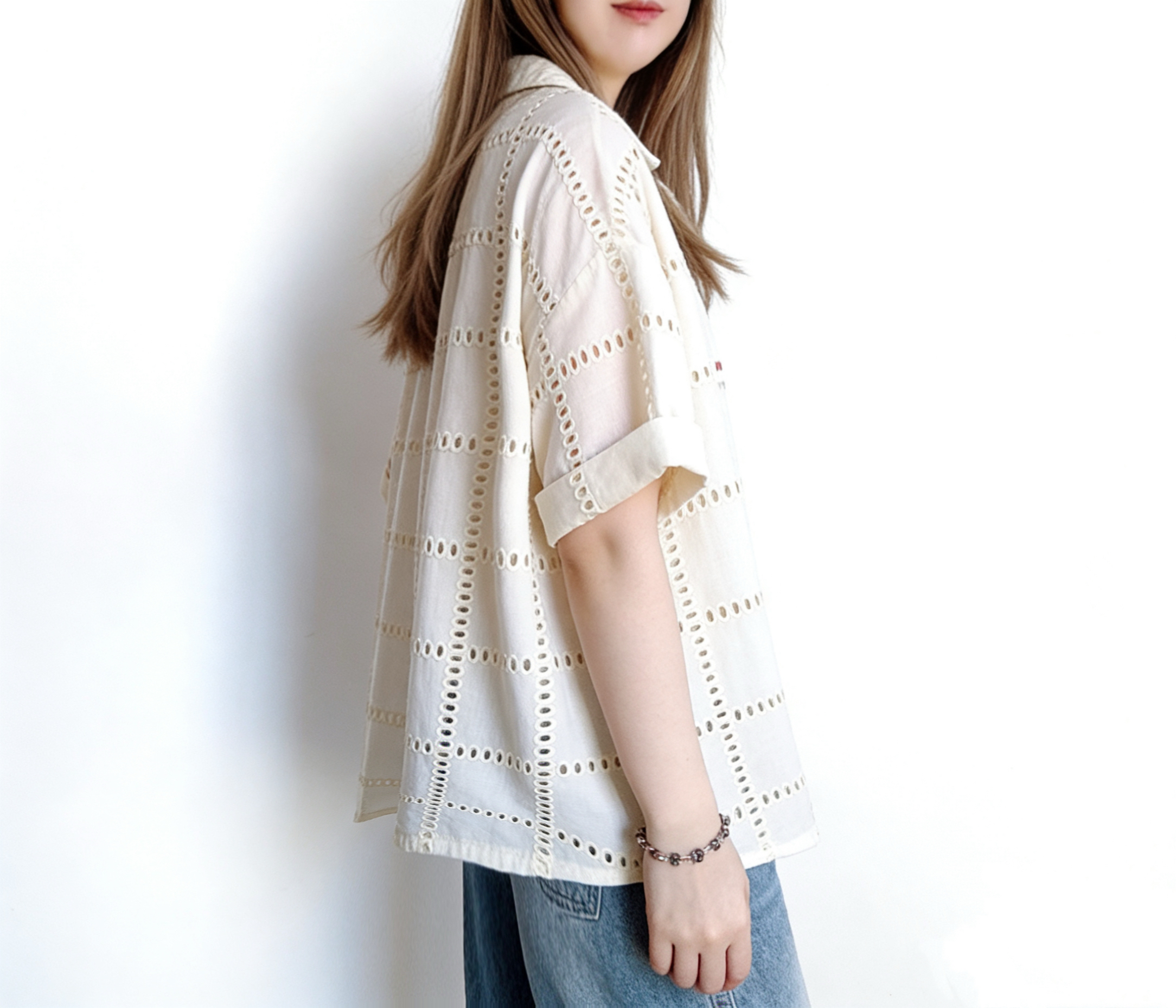 日系鑲空格紋Top/外套