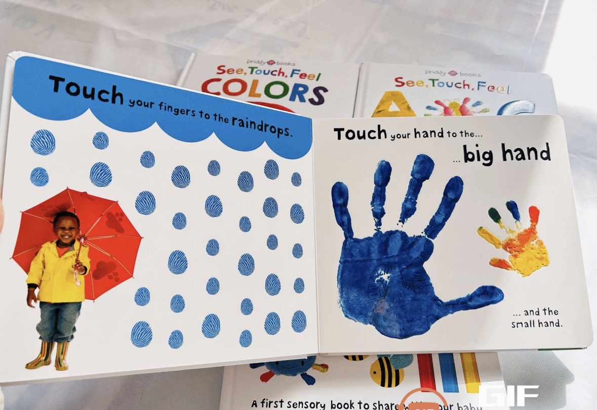 See Touch Feel 觸覺視覺嗅覺感官認知系列觸摸書   ✅可以封神的寶寶感官觸摸體驗書~！超多小red書媽媽自發種草的英文繪本~！  ✅4本=顏色啓蒙Colours+英文字母啓蒙ABC+數學啓蒙123+SeeTouchFeel繪本（最火） ✅藝術感十足的觸摸書，英文啓蒙&美育啓蒙   保證正版原版進口！適讀0-4歲！