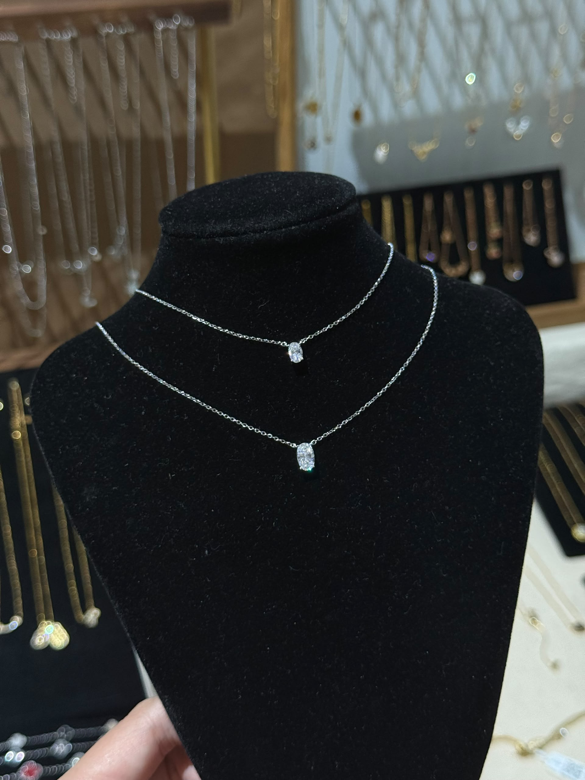 马眼莫桑石项链 Moissanite Marquise Necklace