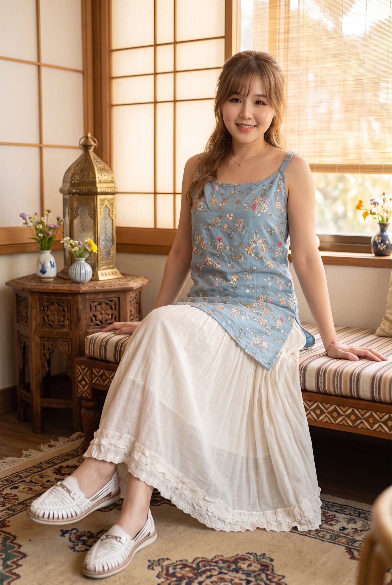 2956 Fog Blue Heavy Emb Adjustable Kurta 31"