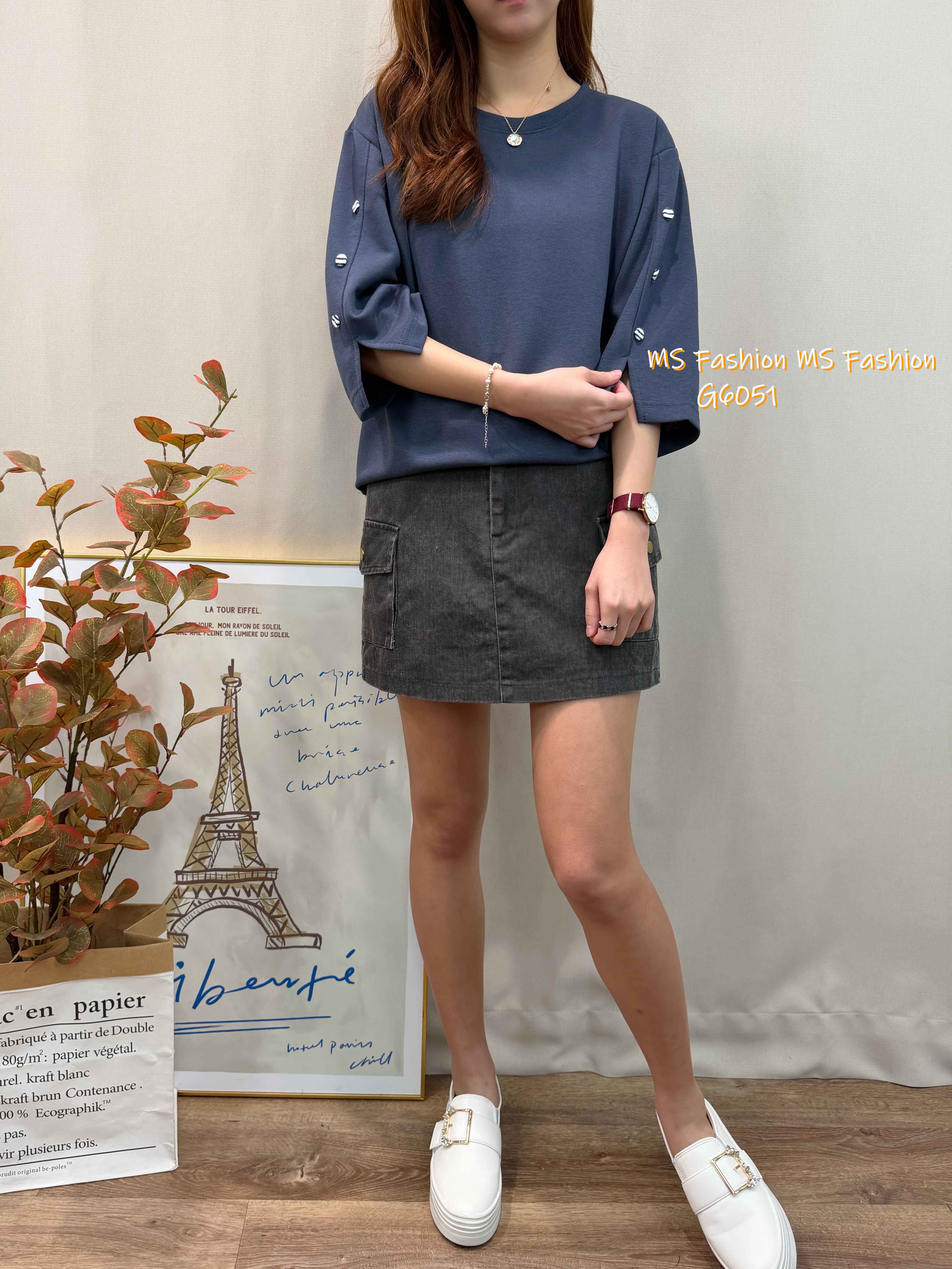 G6051 韓國🇰🇷特色袖鈕top