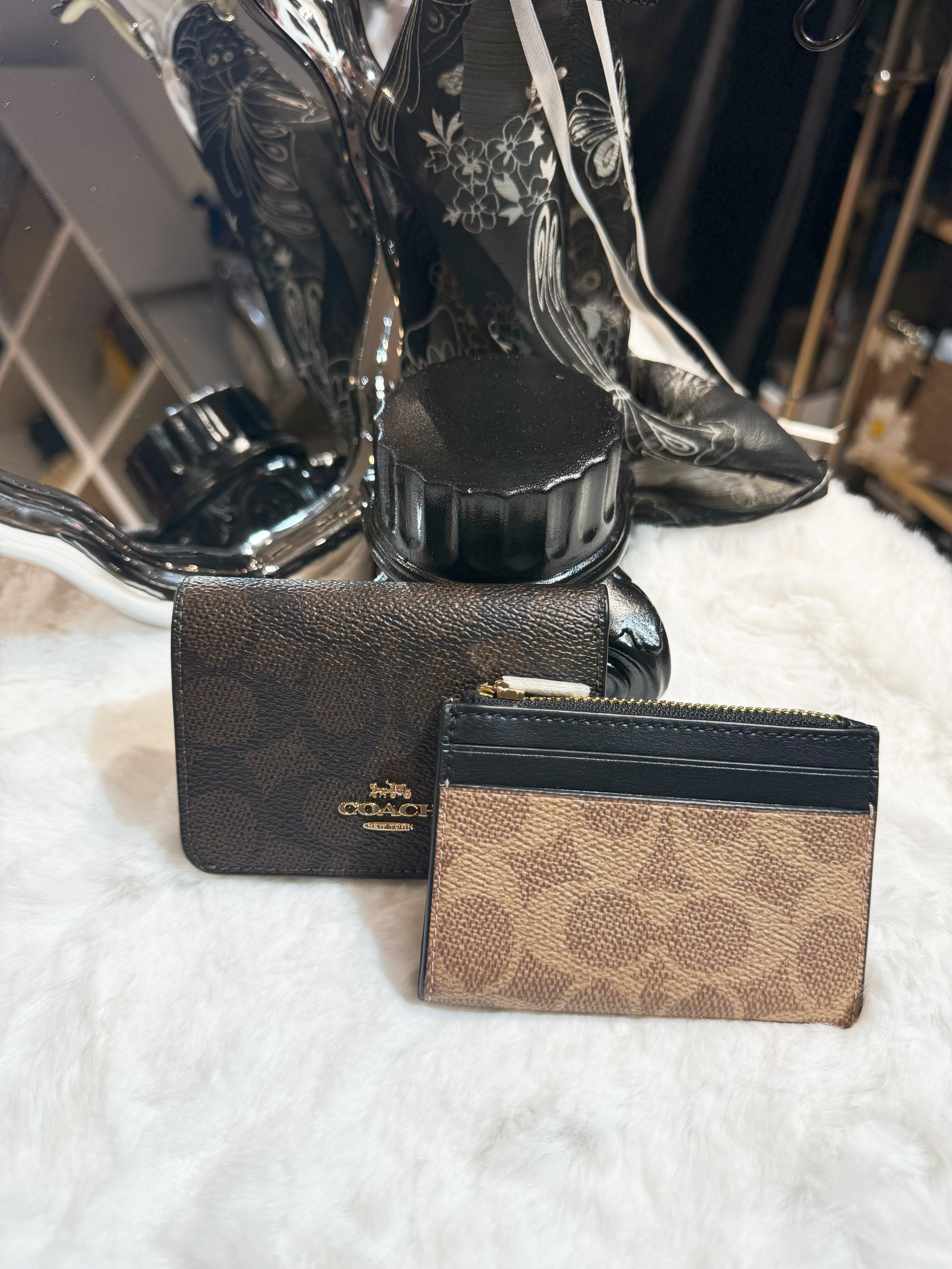 Coach card holder wallet dark/m/logo/m