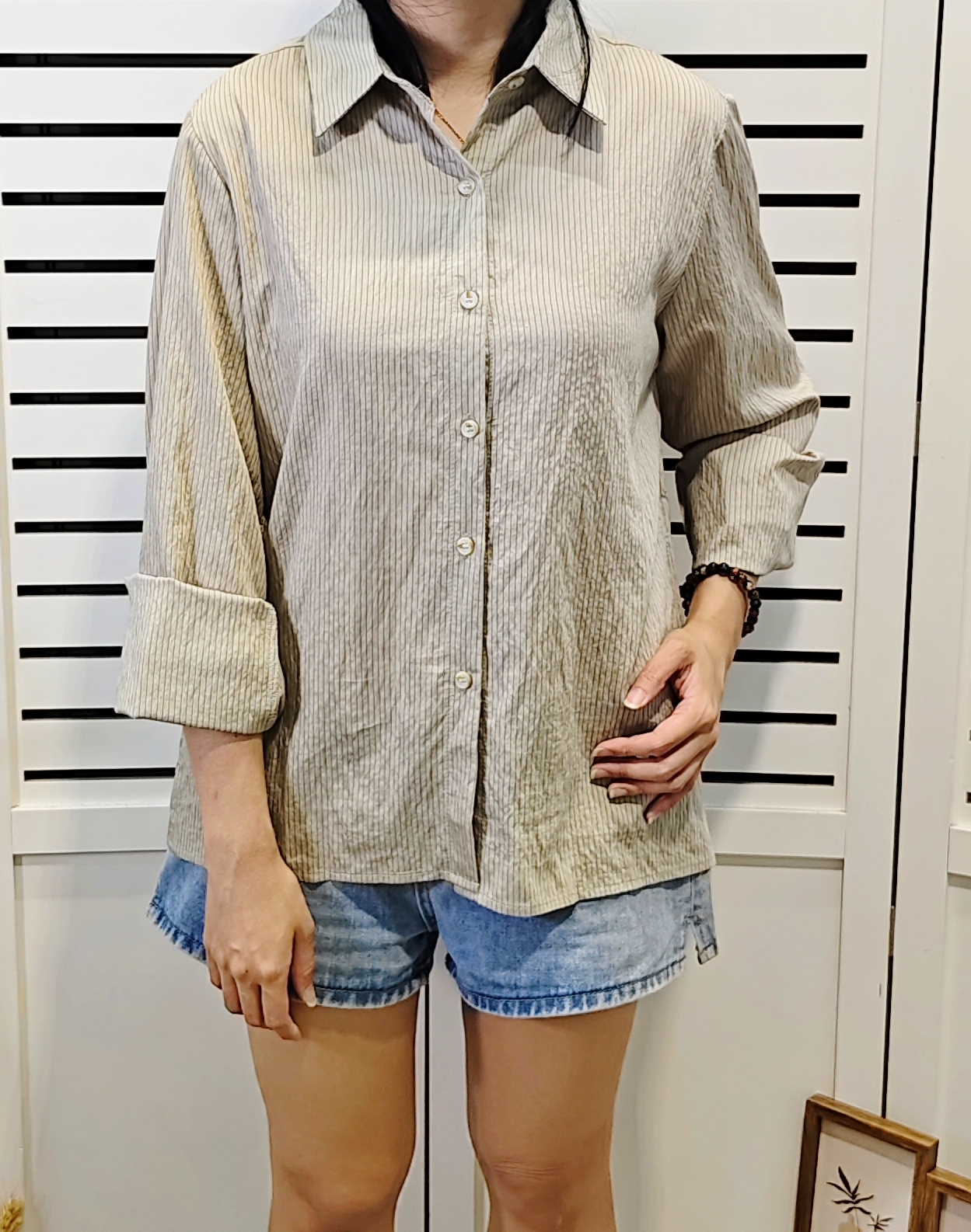 JY1031 Striped Long Sleeve Collar Shirt