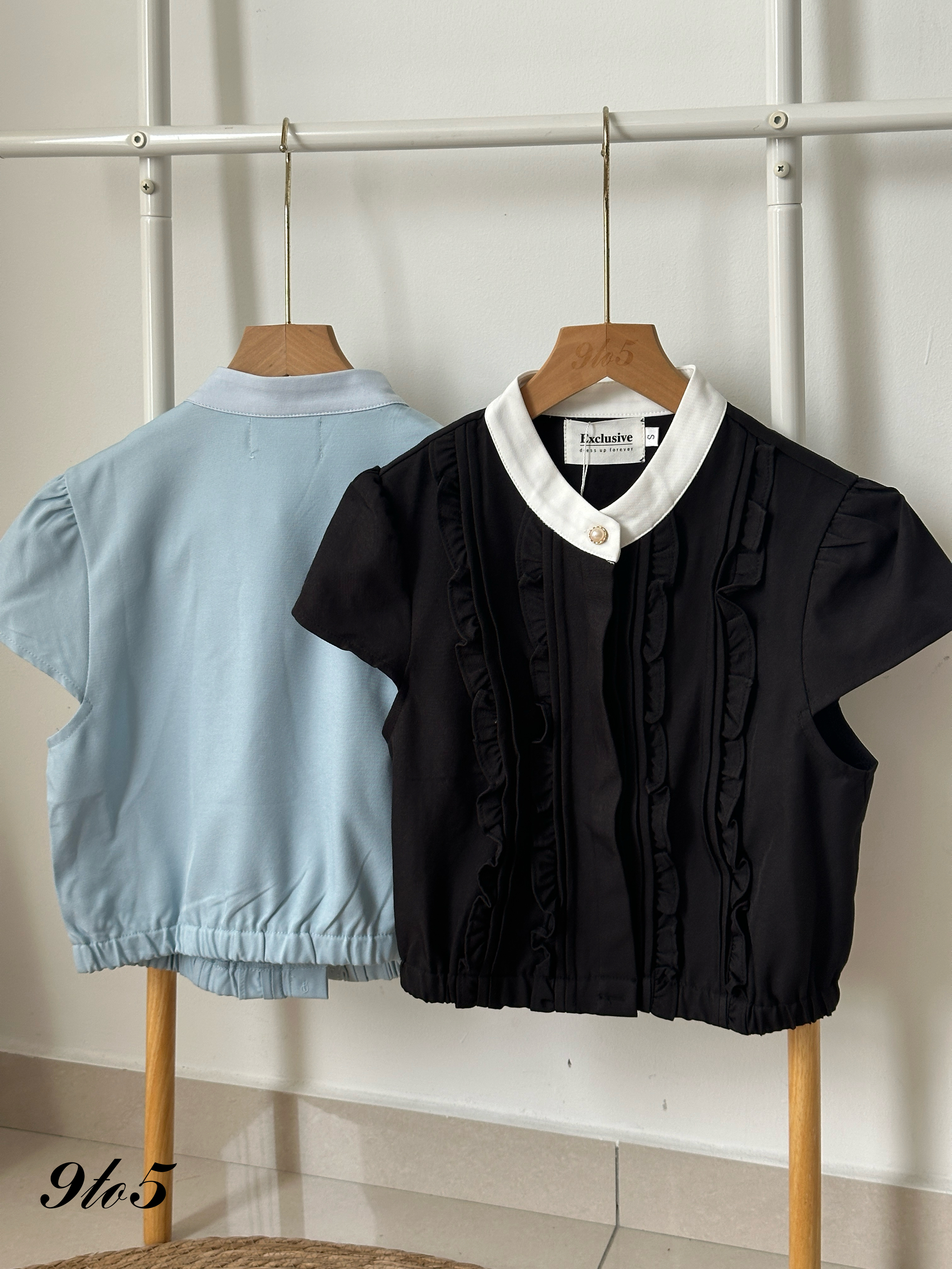 T4001 Puff Sleeve Collar Top - 4 Colors 