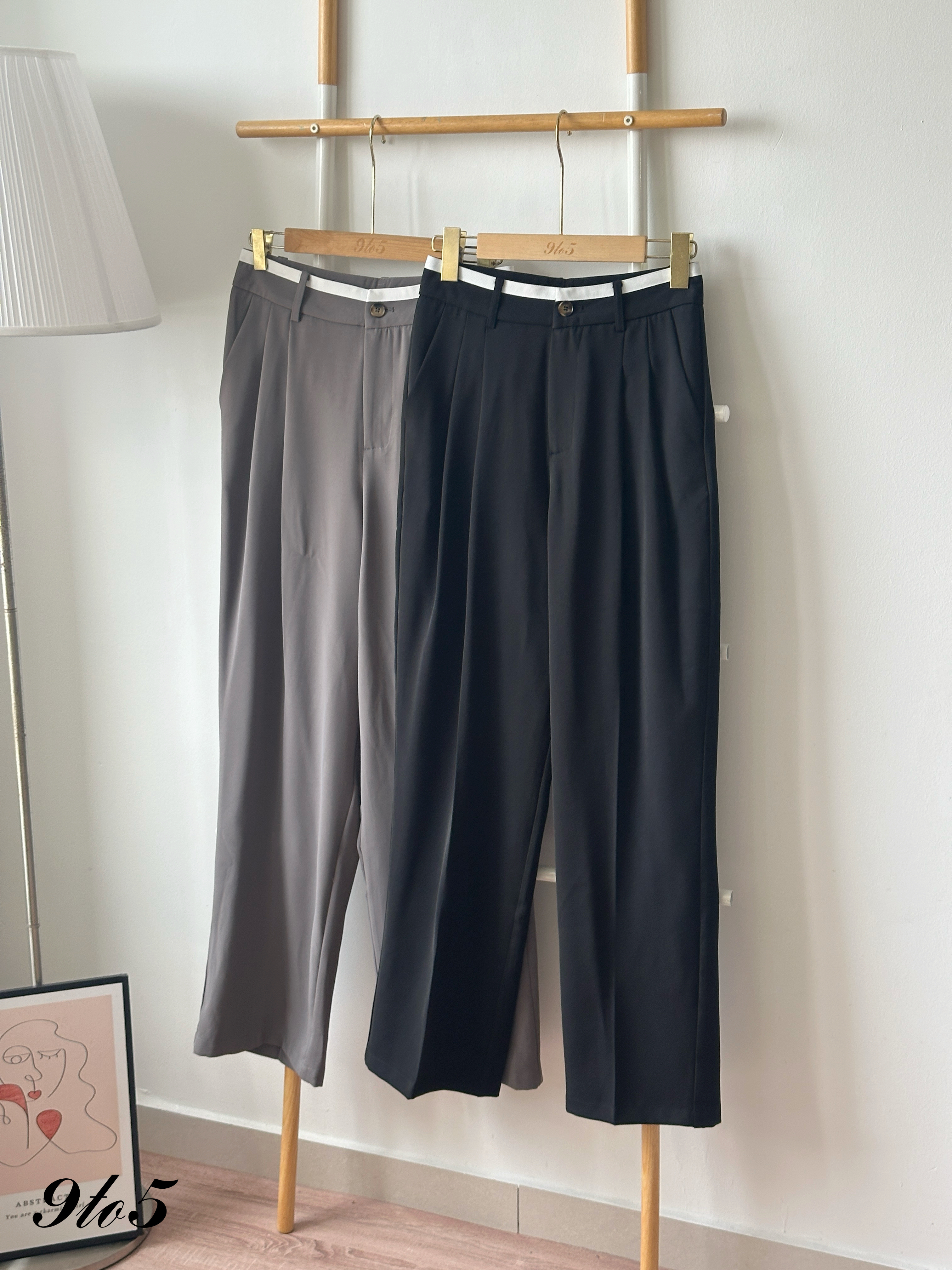 S1970 Long Straight Pants - Black & Grey