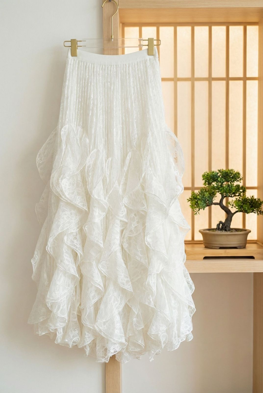 浪漫蕾絲荷葉邊長裙