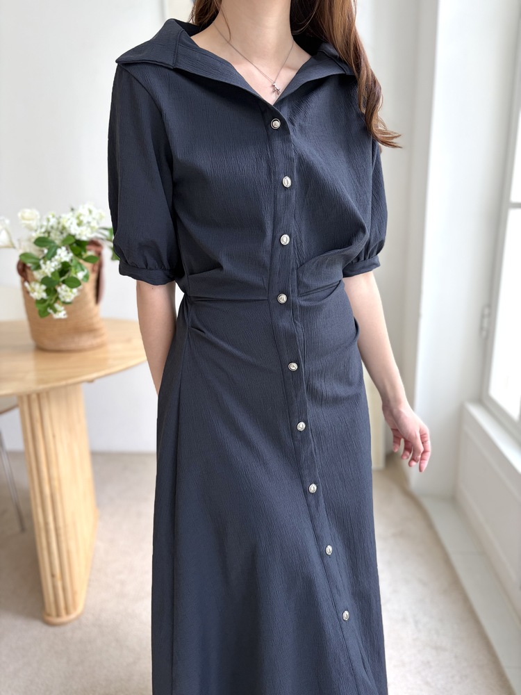 Lena Contoured Waist Dress (Navy)