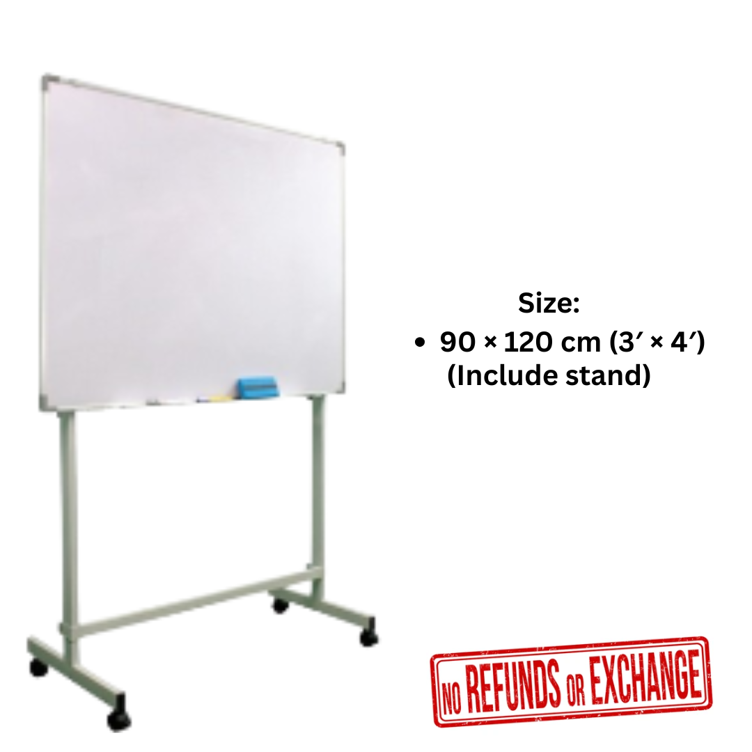 (Incl. Stand) 90 × 120 cm NON-magnetic Whiteboard 3′ × 4′