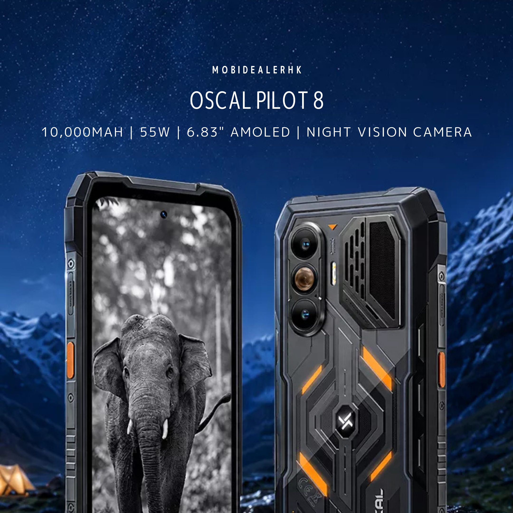 Oscal Pilot 8 | 5G | 三防手機 | 10000mAh | 55W | 6.83" AMOLED | 夜視鏡