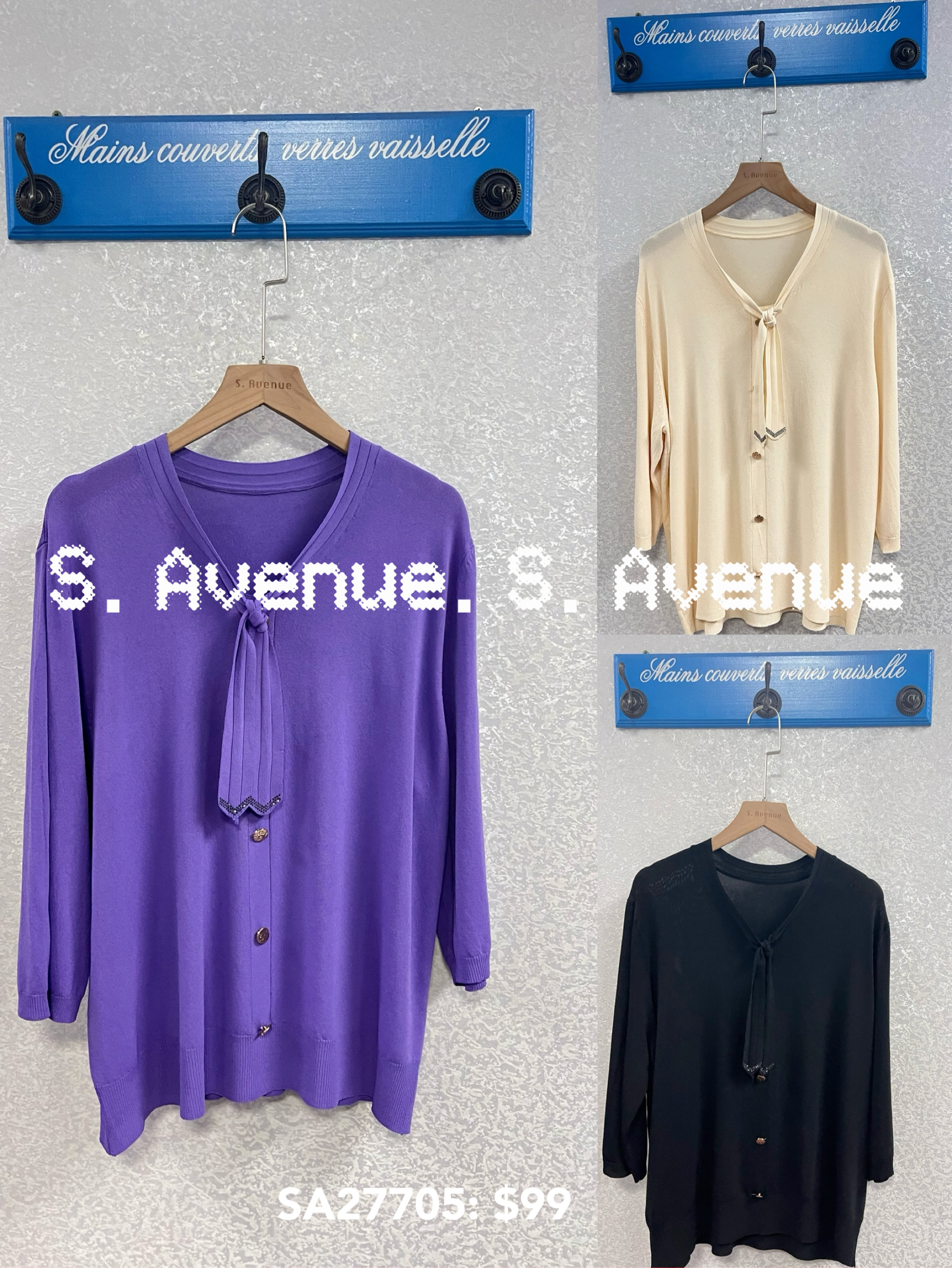 SA27705: 中袖綁帶假鈕top