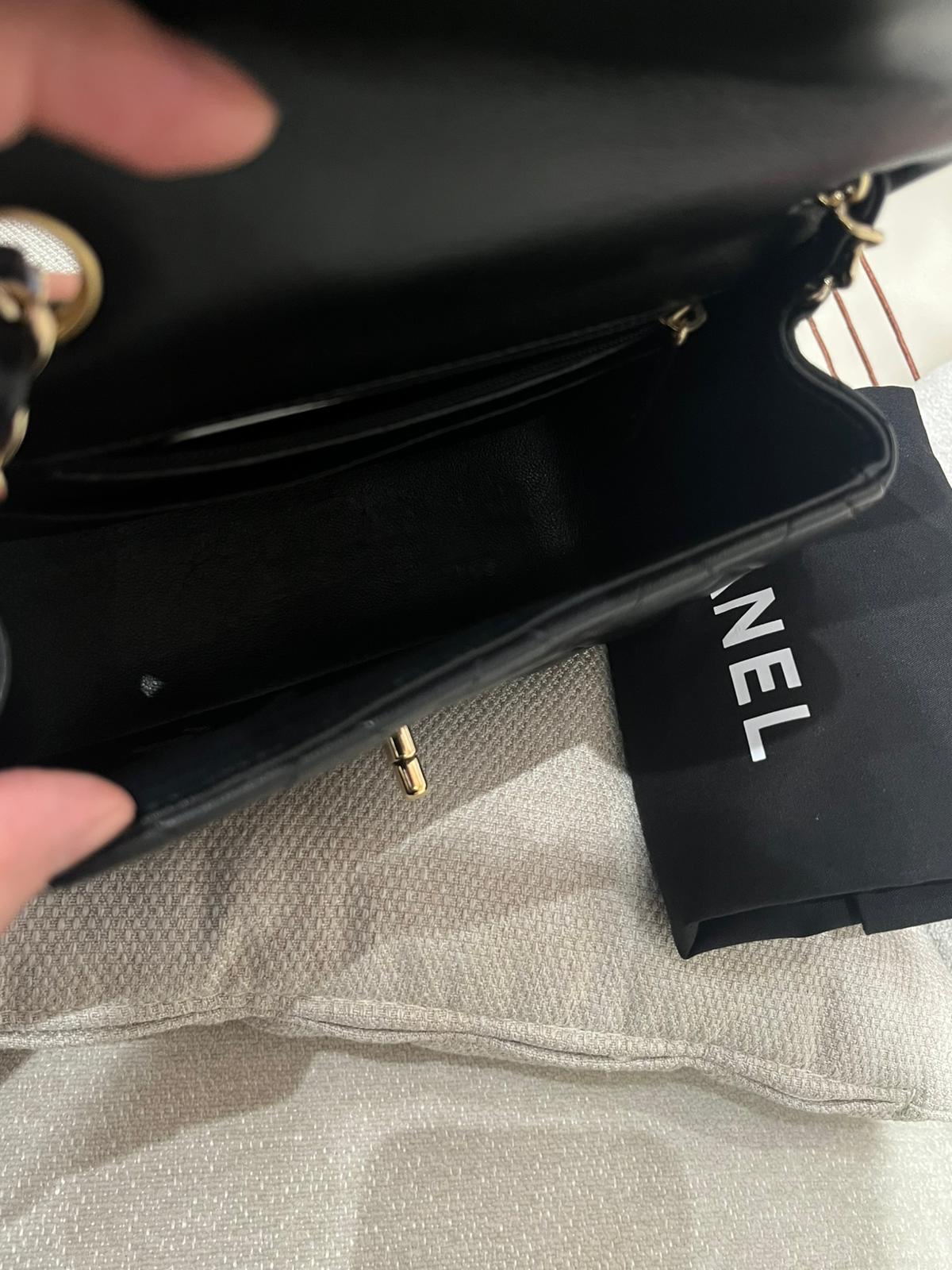 Chanel Mini Classic Flap 方胖子 17cm 黑色羊皮金鏈 100%Authenic, 95%New ✅Card✅Dust bag✅Box