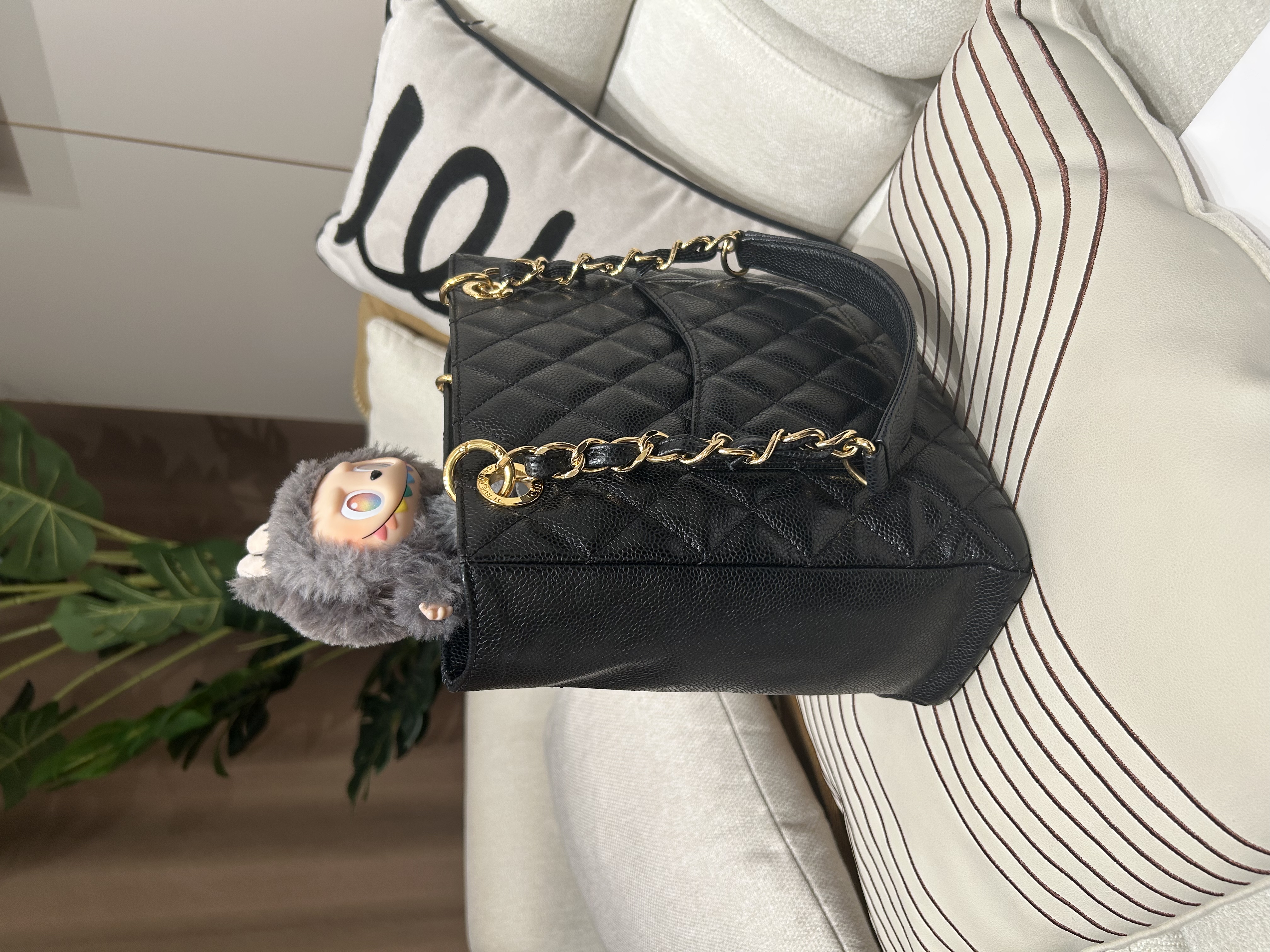 Chanel PST Tote Bag 黑色荔枝牛皮金鏈 100%Authentic, 95%New ✅19Card✅Dust bag