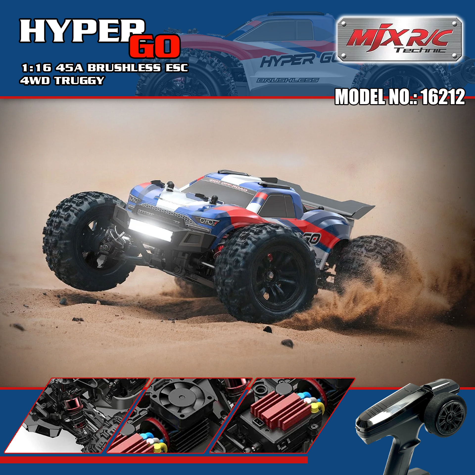 全新 美嘉欣 MJX R/C 1:16 16212 無刷越野車 | 防翻尾輪 | 金屬齒輪 | 油壓避震 | 可用2s-3s電 | 最高速約60KM/H