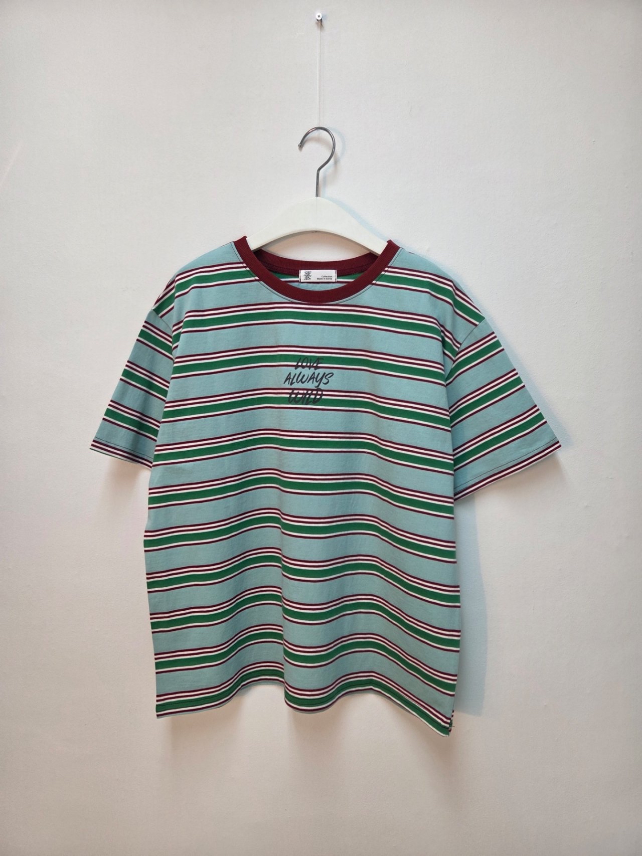 🇰🇷K5580 棉料彩間X刺繡字tee