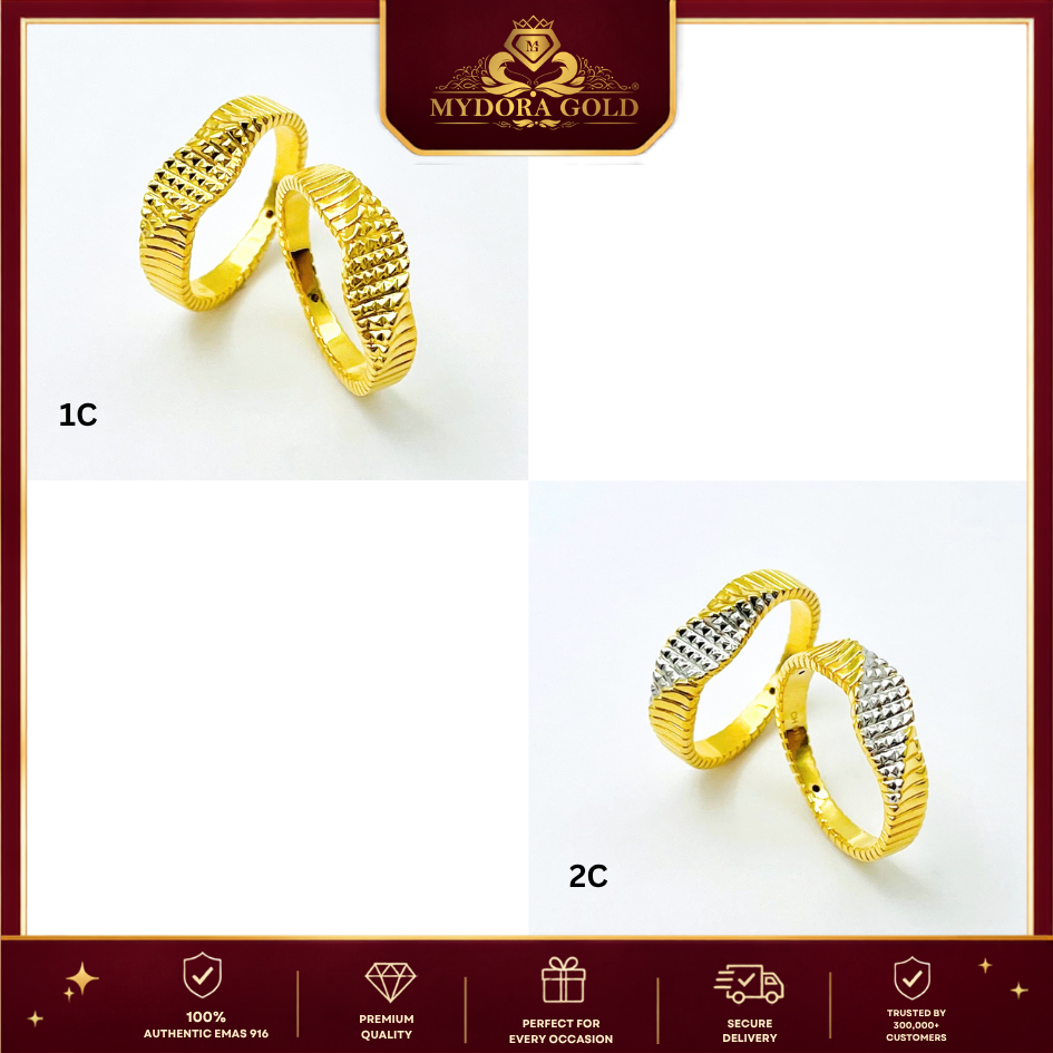 MYDORA Cincin Diamond-Cut Wave (5G) l EMAS 916/22K
