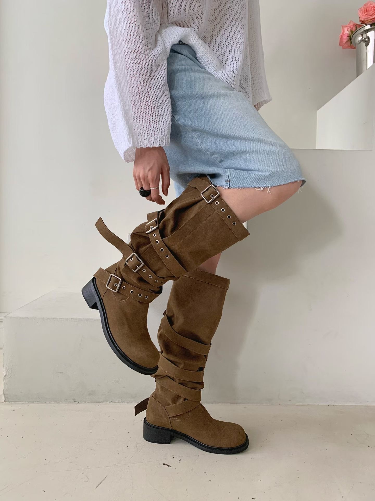 C06 過膝堆堆猄皮Boots