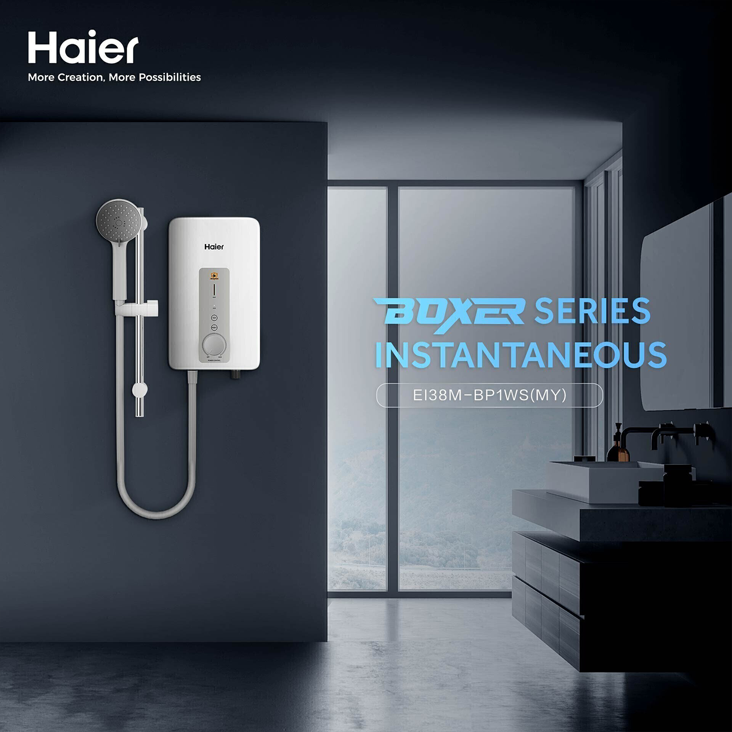 Haier 3.8kW DC Pump Water Heater Silver (EI38M-BP1WS)