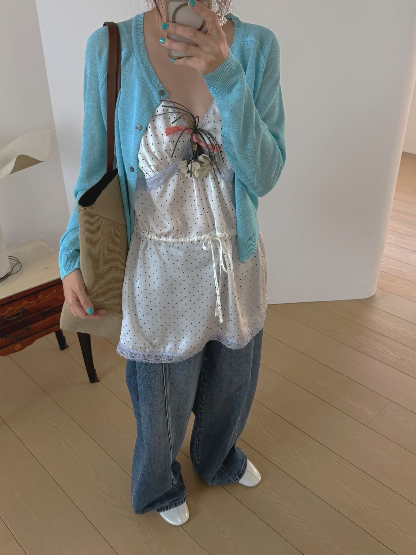 Sky blue knit cardigan 