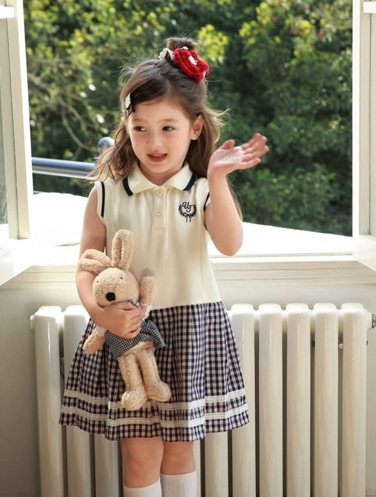 A51 女童Polo领学院风连衣裙