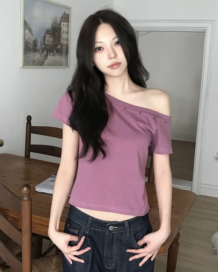 Asymmetric Studded Crop Top