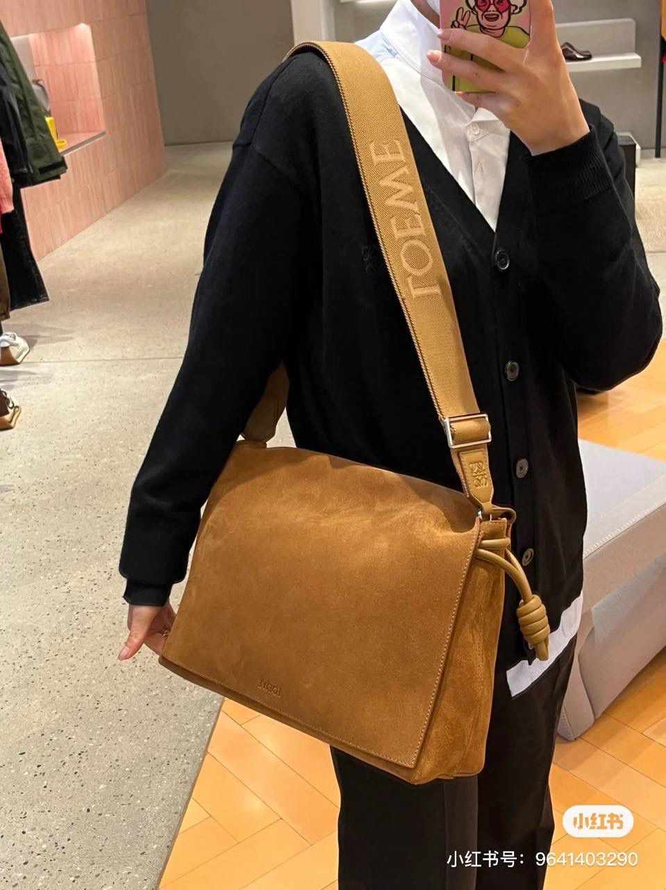 LOEWE 罗意威 Puzzle Fold Tote 小号手袋 麂皮拼接