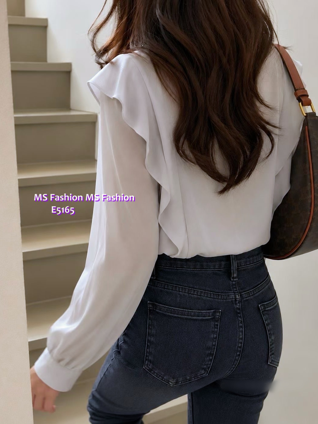 E5165 靚料假兩件ruffle top