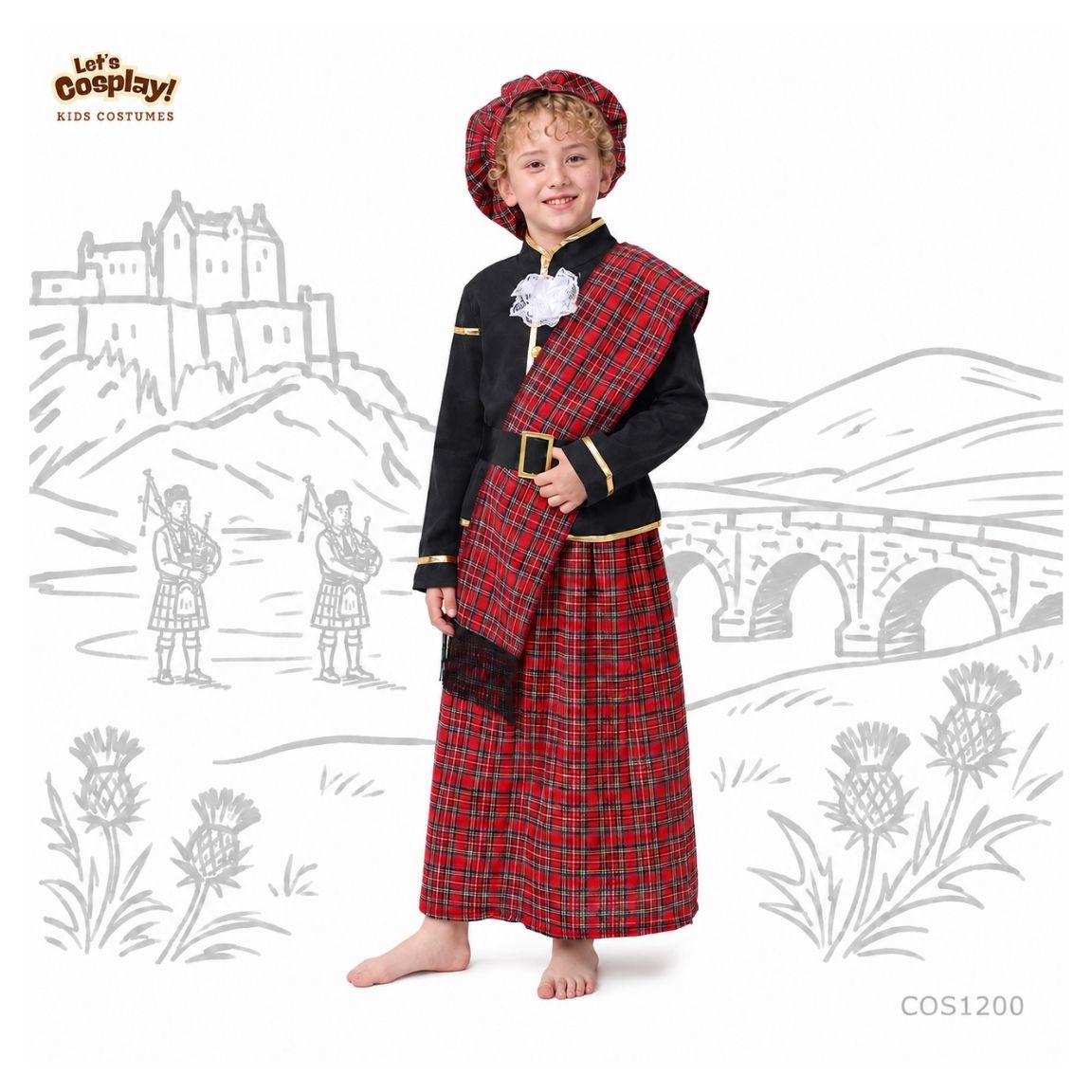 兒童蘇格蘭民族服｜男童紅格仔 Highland Costume｜International Day 國際民族服裝日表演服