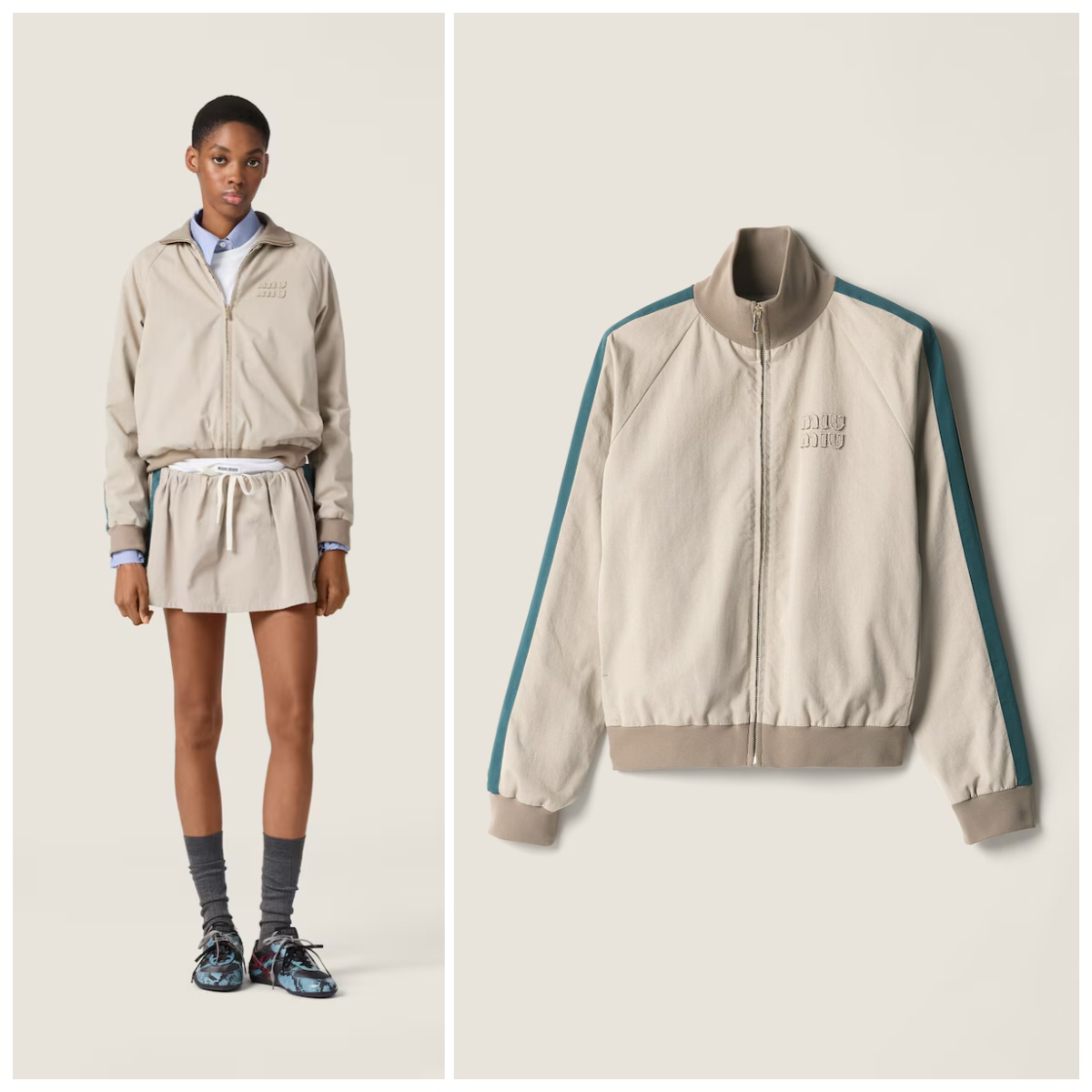 Miu Miu 徽標立領拉鍊外套