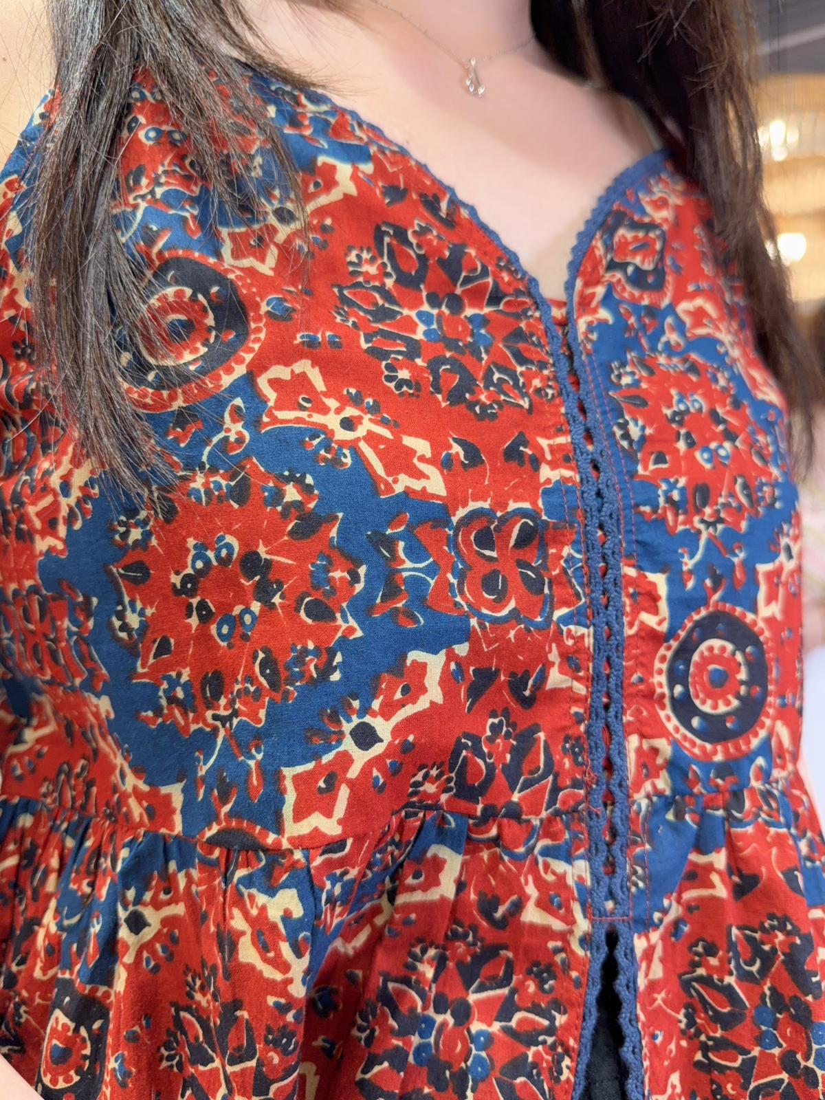2182 Navy Blue X Red Mandala SL Top