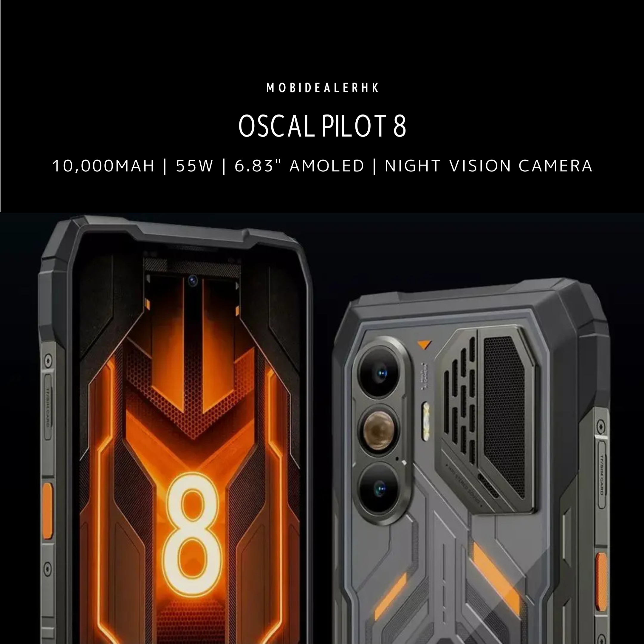 Oscal Pilot 8 | 5G | 三防手機 | 10000mAh | 55W | 6.83" AMOLED | 夜視鏡