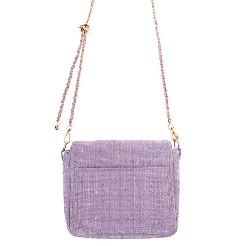 Kuromi 粉紫絨布金球斜孭袋