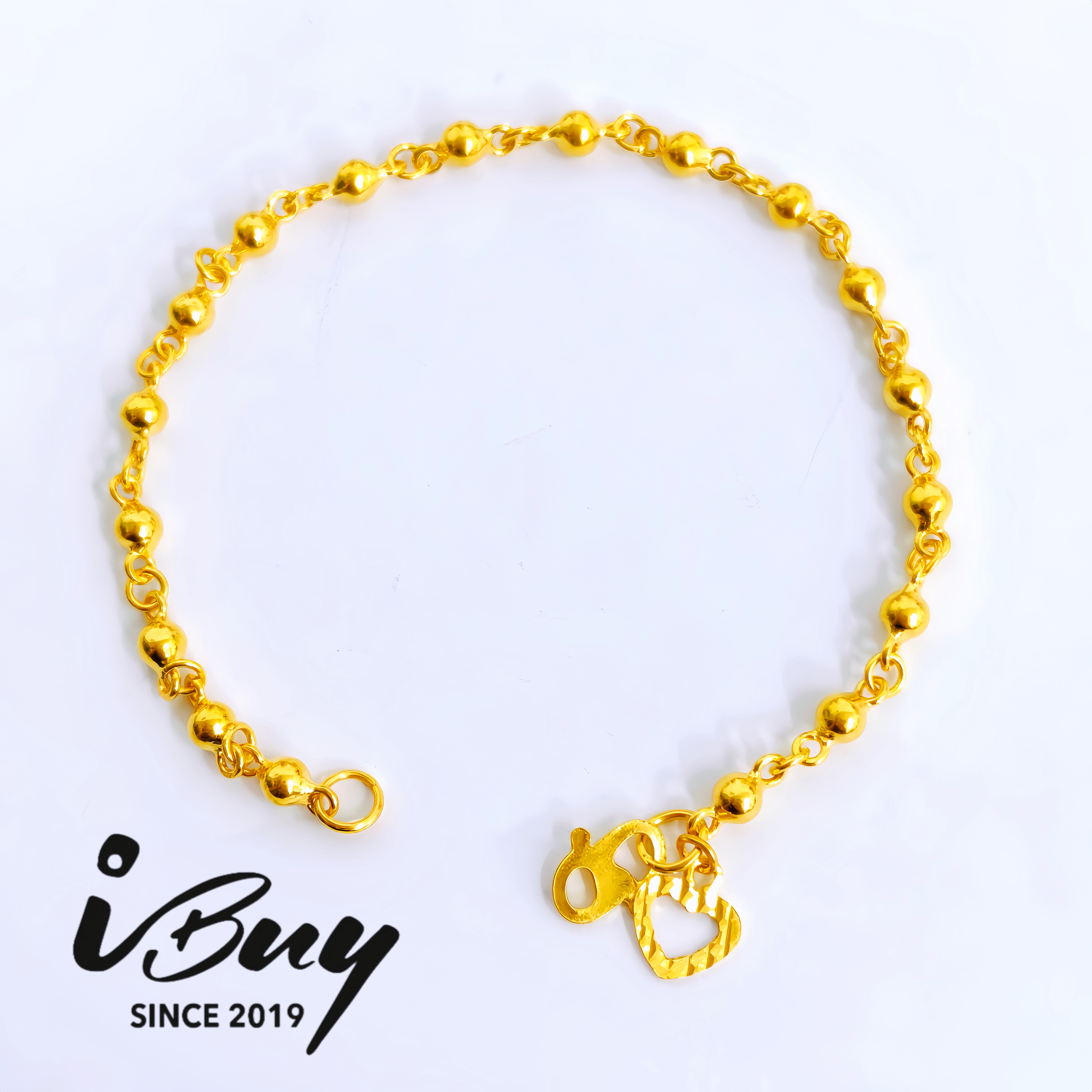 916 GOLD PLAIN BALL FANCY BRACELET 916 金 间隔光珠手链